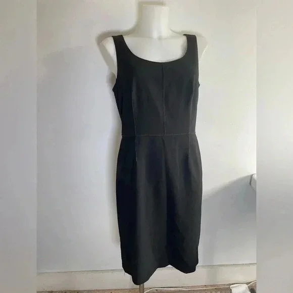 Ann Taylor Petite Black Virgin Wool Sheath Dress 10P EUC 0150 - Picture 1 of 13